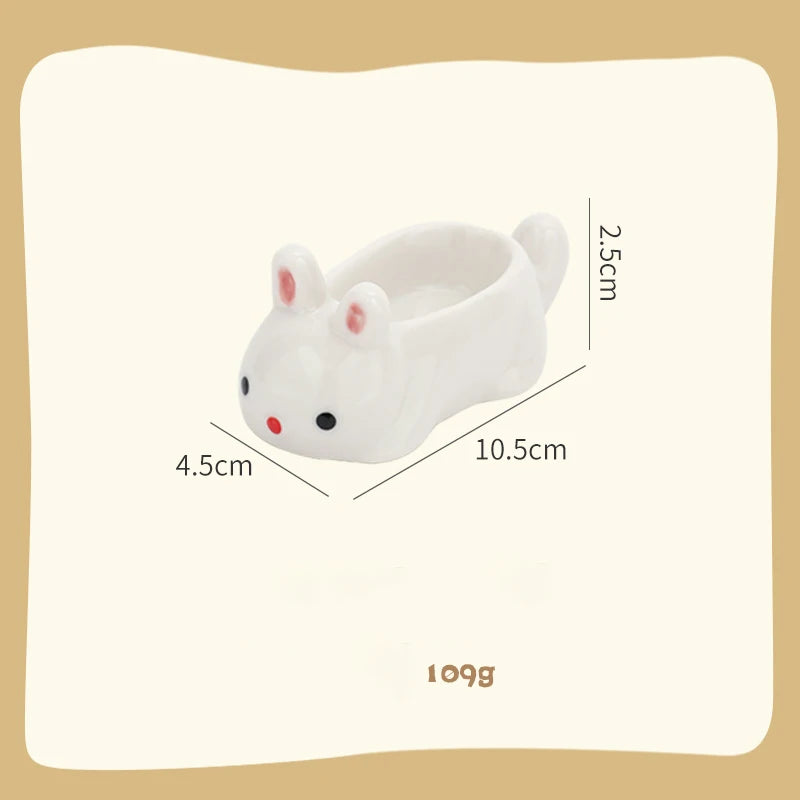 Cute Pet Cartoon Ceramic Gravy Boat – Japanese Style Rabbit & Dog Porcelain Dish