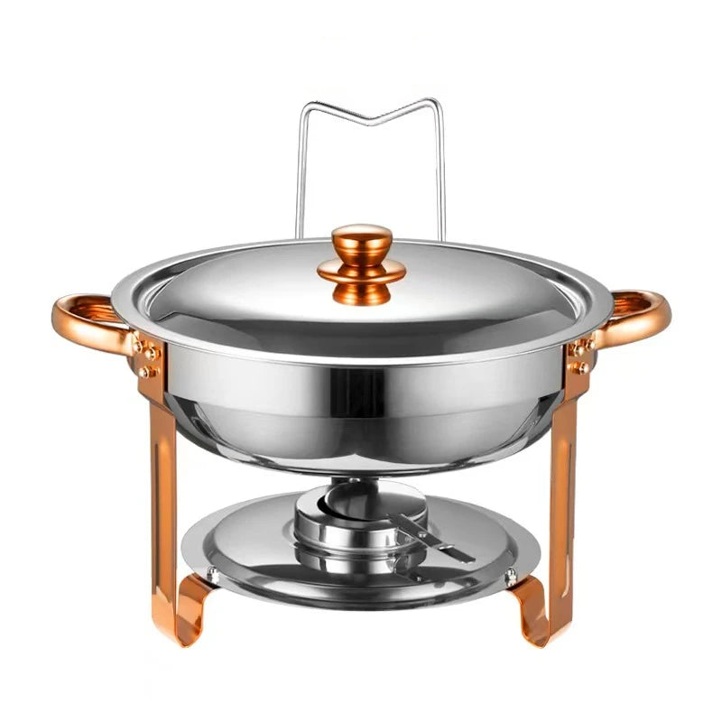 5QT Stainless Steel Chafing Dish Buffet Set – Round with Lid & Warmers for Party
