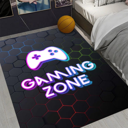 Modern Gaming Arcade Design Non-Slip Area Rug Rectangle Washable Home Carpet