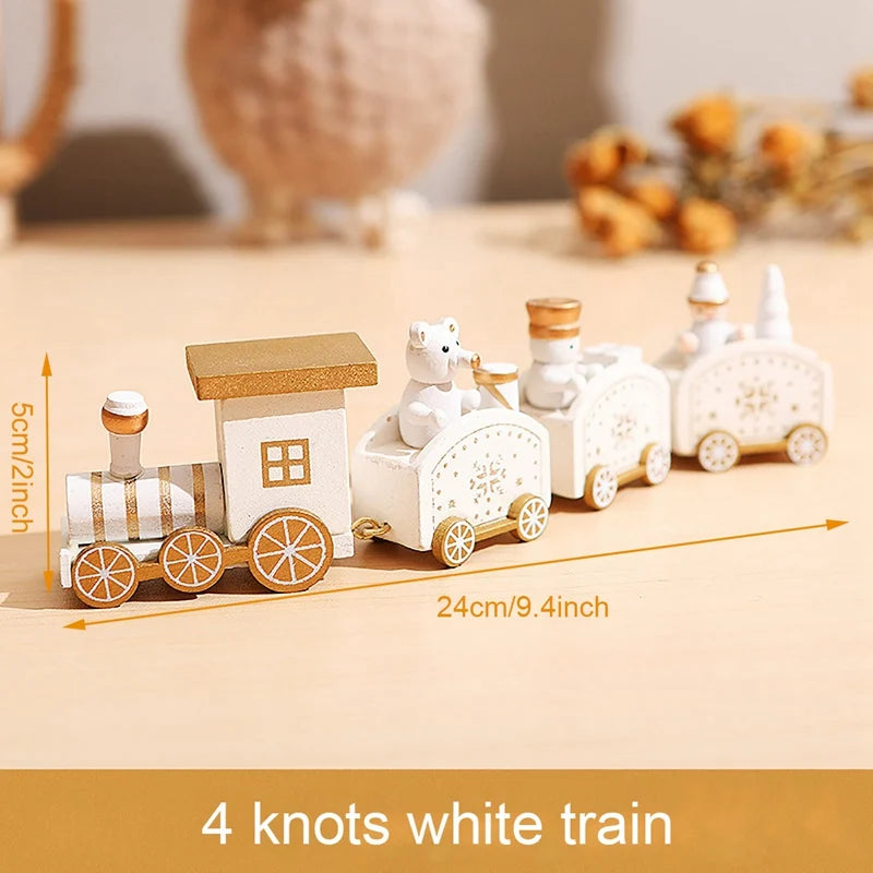 Christmas Wooden Train Set Holiday Decoration Santa Snowman Kids Gift Toy