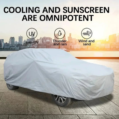 Outdoor Car Cover Silver Dacron – Universal Sedan, UV, Snow, Sun, Dust & Waterproof Protection