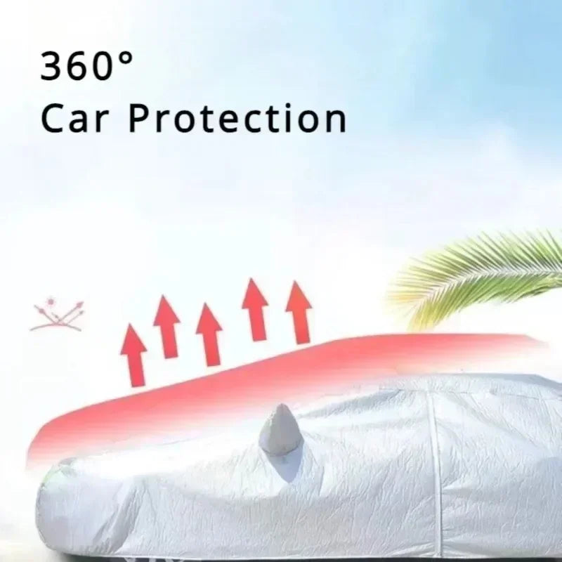 Outdoor Car Cover Silver Dacron – Universal Sedan, UV, Snow, Sun, Dust & Waterproof Protection