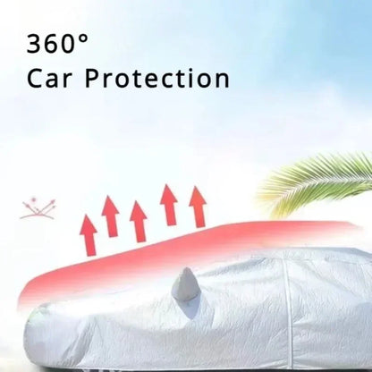 Outdoor Car Cover Silver Dacron – Universal Sedan, UV, Snow, Sun, Dust & Waterproof Protection