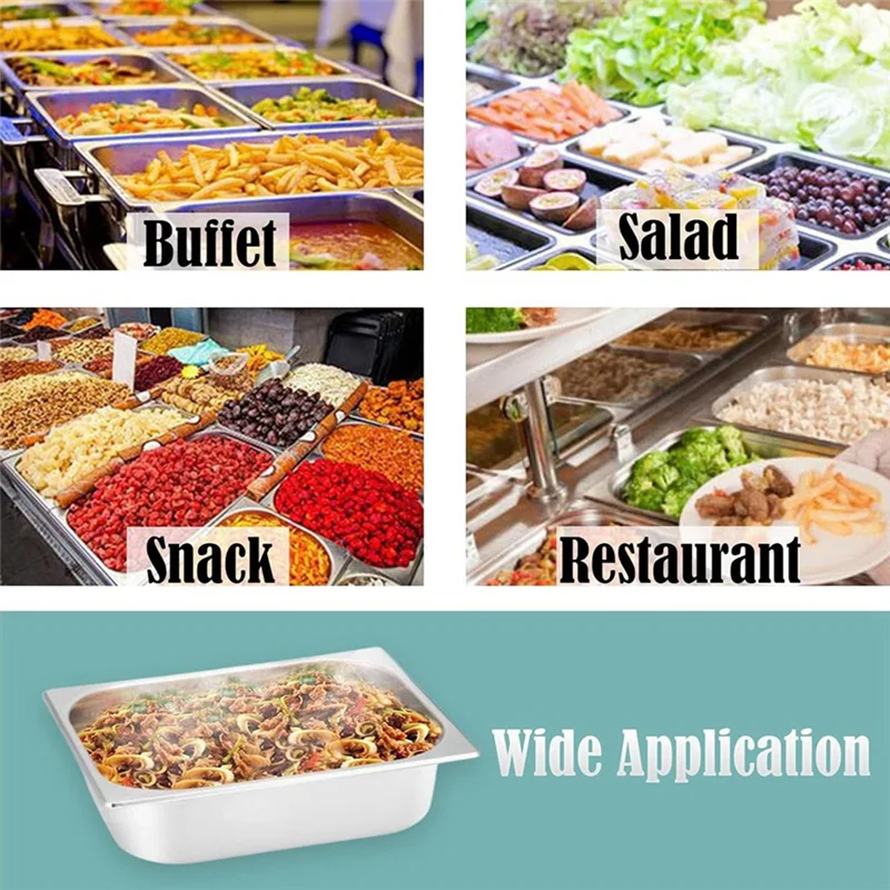 4-Pcs Half-Size Stainless Steel Steam Table Pans – 2.5 Inch Deep Catering Food Pan