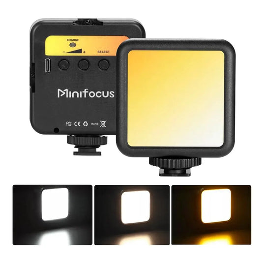 Mini LED Camera Video Light On-Camera Dimmable Vlogging Light with Cold Shoe Mounts