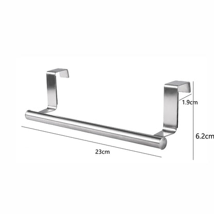 Kitchen Cabinet Door Towel Bar Stainless Steel Punch-free Hooks