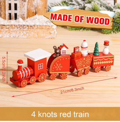 Christmas Wooden Train Set Holiday Decoration Santa Snowman Kids Gift Toy
