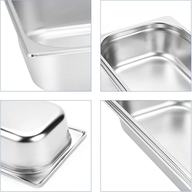 4-Pcs Half-Size Stainless Steel Steam Table Pans – 2.5 Inch Deep Catering Food Pan
