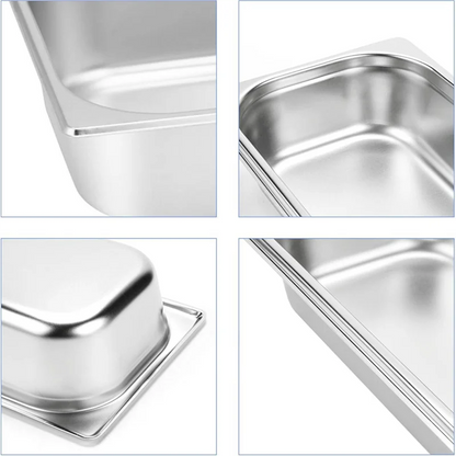 4-Pcs Half-Size Stainless Steel Steam Table Pans – 2.5 Inch Deep Catering Food Pan