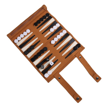 Portable Roll Up Classic Backgammon Board Game Set