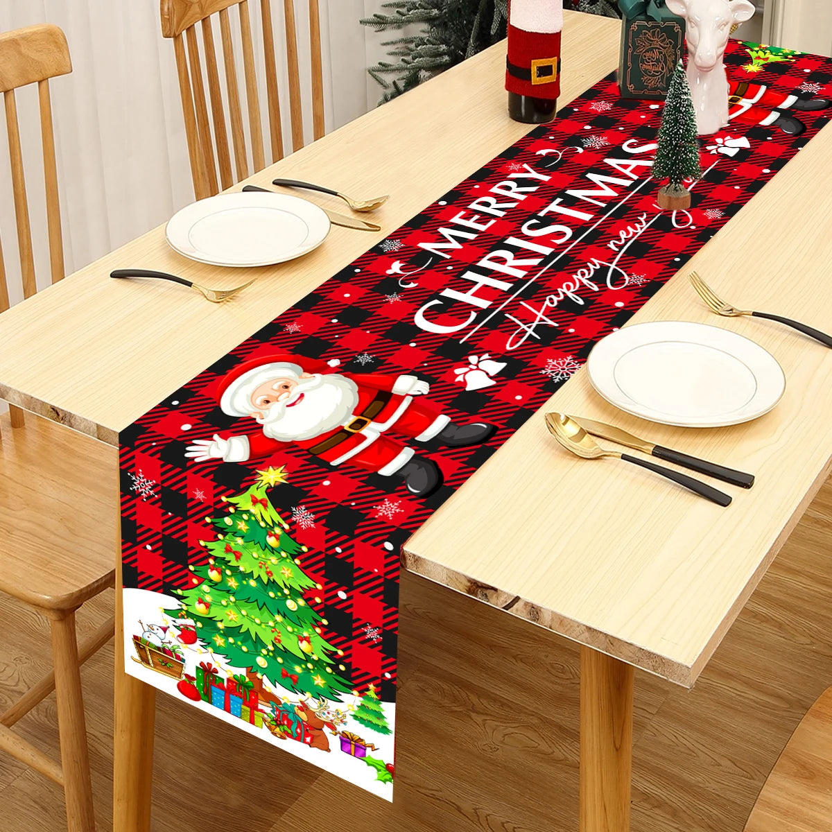 Christmas Table Runner Cloth – Merry Christmas Home Decoration Tablecloth Xmas Ornament