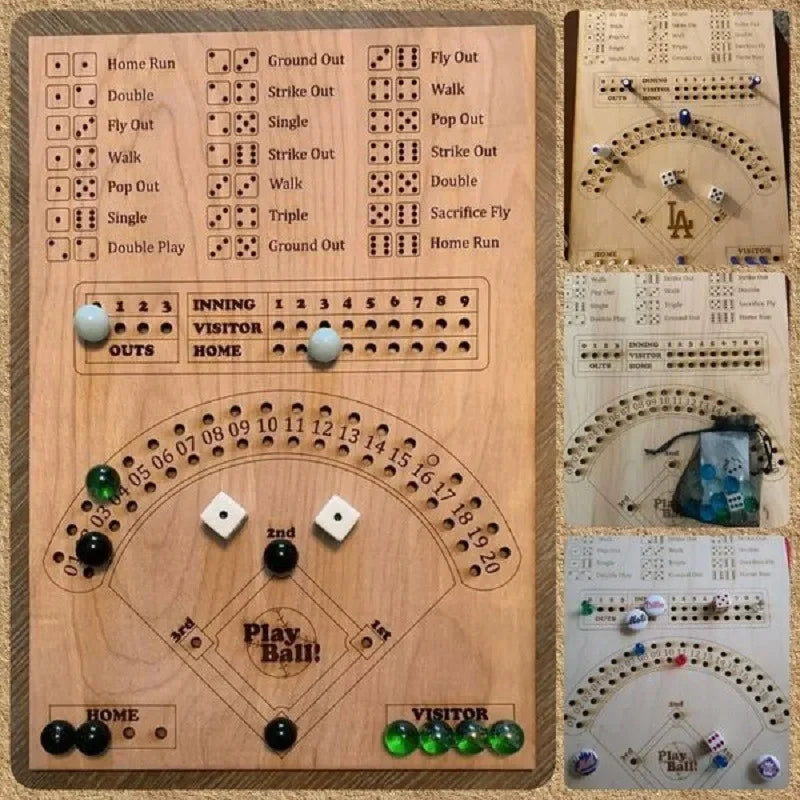 Wooden Desktop Baseball Dice Board Game