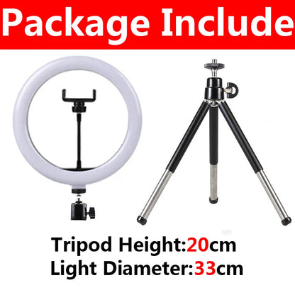 LED Selfie Ring Light with Mini Tripod & Remote | Round Dimmable Fill Lamp for TikTok, Makeup & Live Video