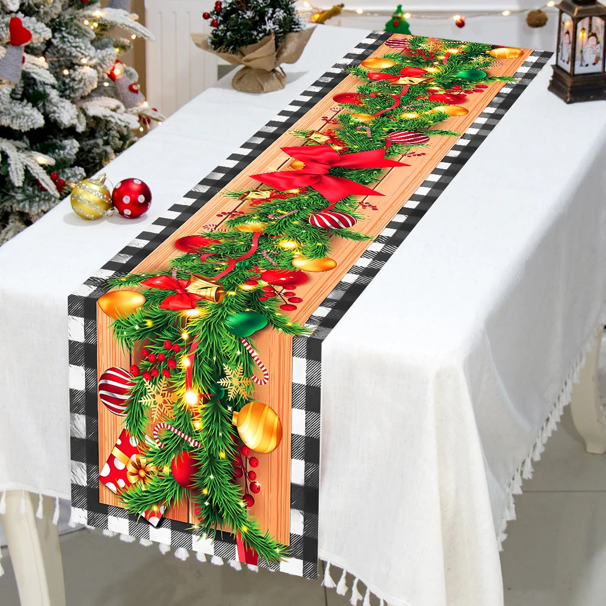 Christmas Table Runner Cloth – Merry Christmas Home Decoration Tablecloth Xmas Ornament