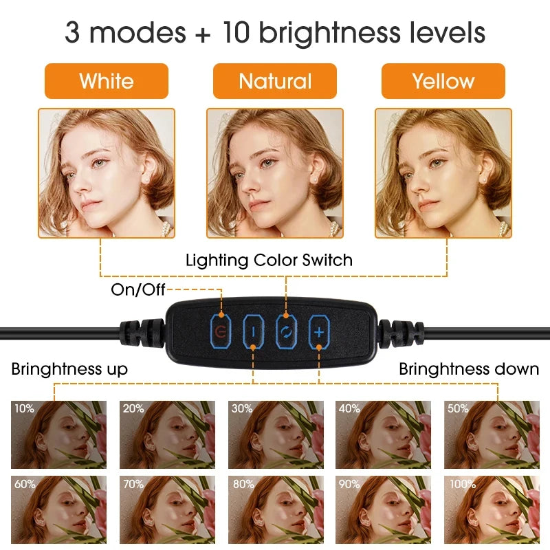 LED Selfie Ring Light with Mini Tripod & Remote | Round Dimmable Fill Lamp for TikTok, Makeup & Live Video