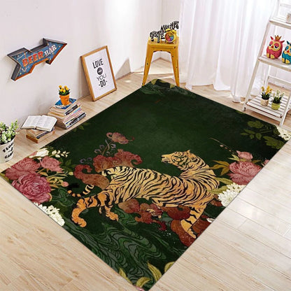 Modern Tiger Design Soft Non-Slip Rectangle Rug Washable Home Carpet