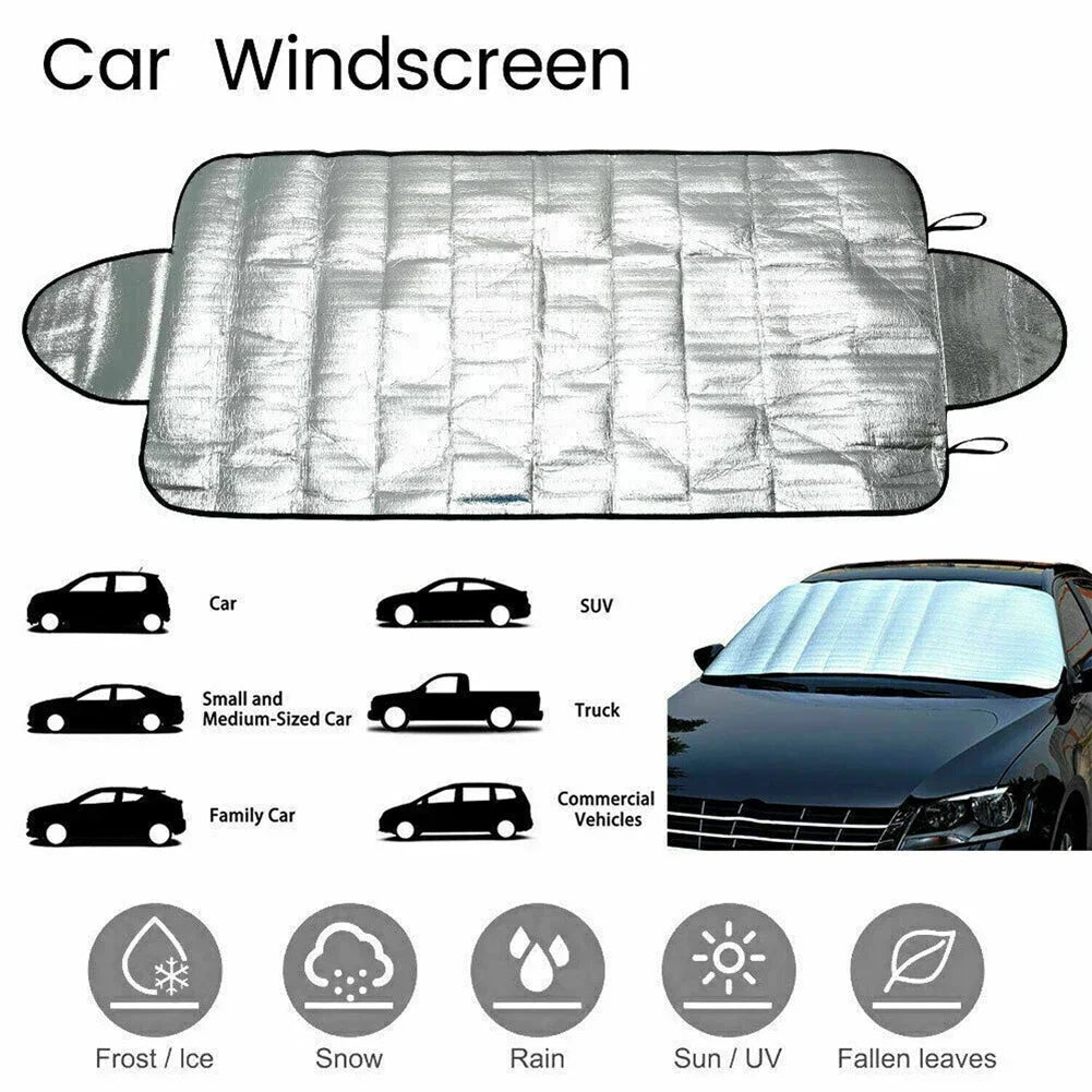 Car Windshield Snow Cover Portable – Waterproof Anti-Frost Anti-Hail Sunshade, Double-Sided Aluminum