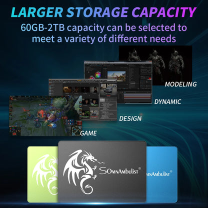 Somnambulist SATA3 2.5″ Solid State Drive — Multiple Capacity Options (120GB / 240GB / 256GB / 480GB / 512GB)