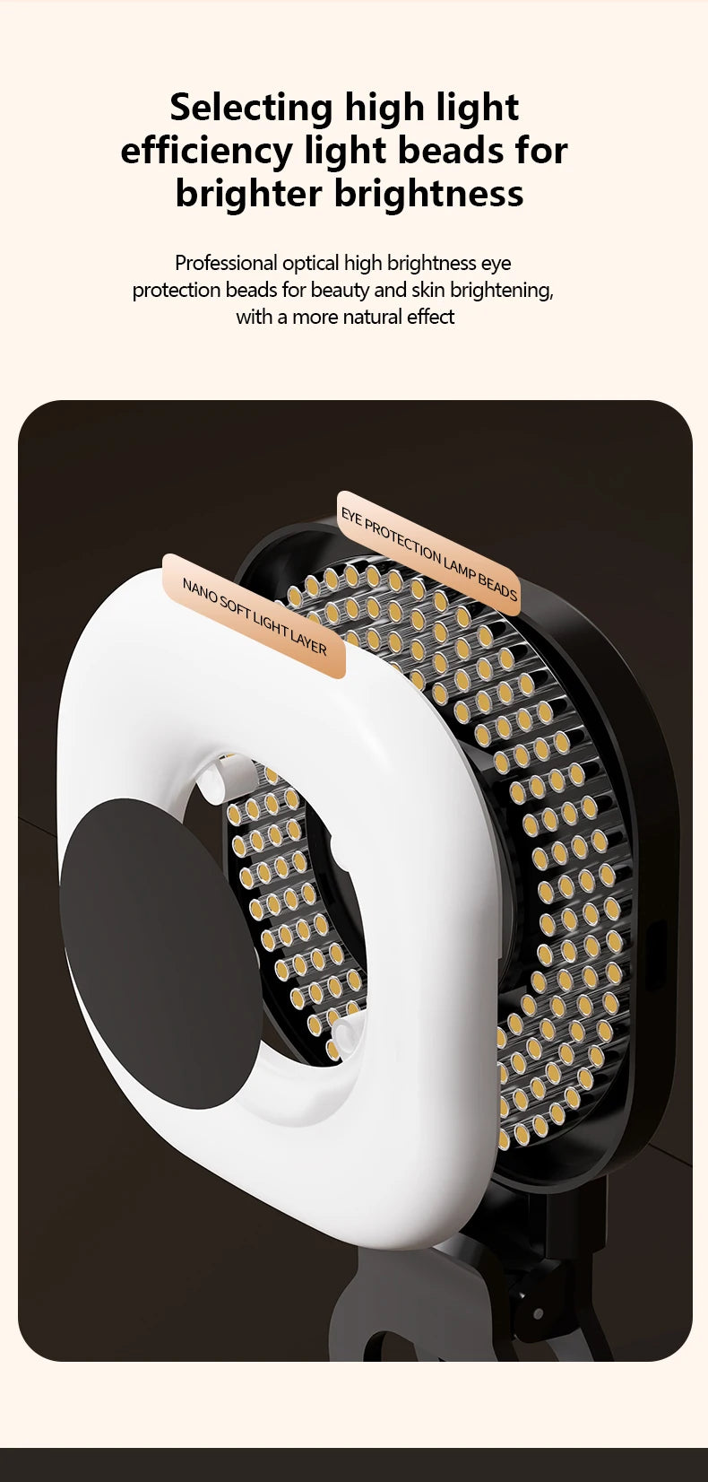 Portable Beauty Fill Light Pocket LED Selfie Light with Clip for Live Streaming & Photos