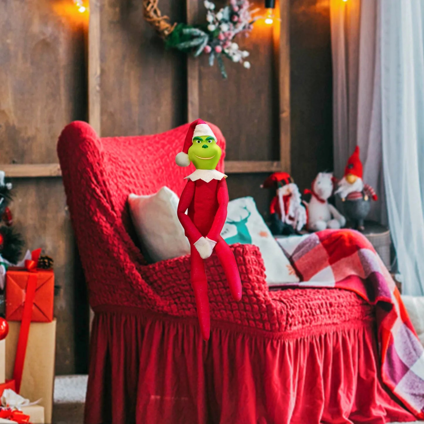 The Grinch Elf on the Shelf Poseable Plush Doll | Christmas Home Decoration & Holiday Gift