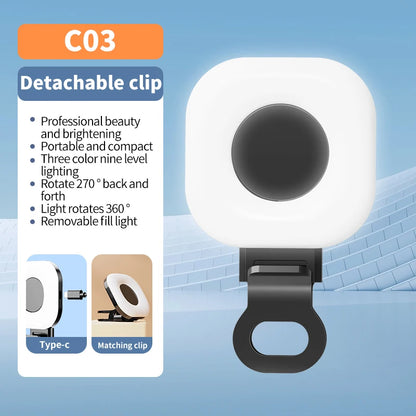Portable Beauty Fill Light Pocket LED Selfie Light with Clip for Live Streaming & Photos