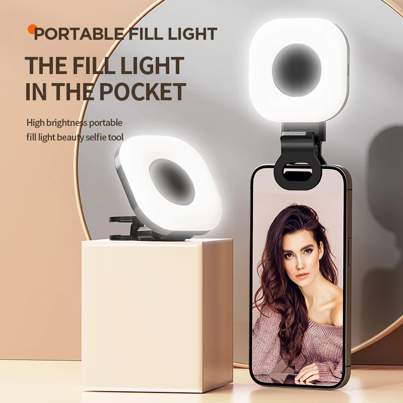 Portable Beauty Fill Light Pocket LED Selfie Light with Clip for Live Streaming & Photos