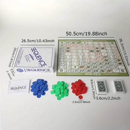 Sequence Strategy Game – Large Board, 2–12 Players, Family & Party Game