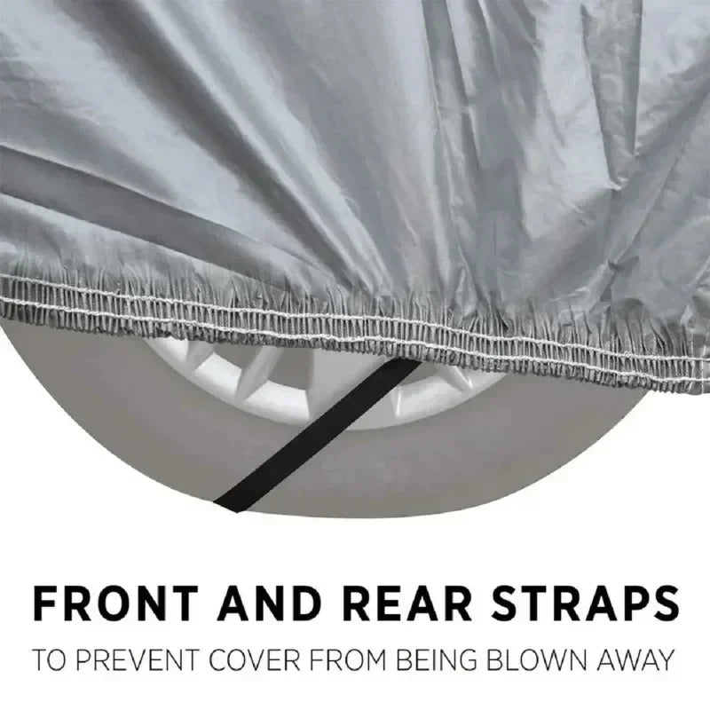 Outdoor Car Cover Silver Dacron – Universal Sedan, UV, Snow, Sun, Dust & Waterproof Protection