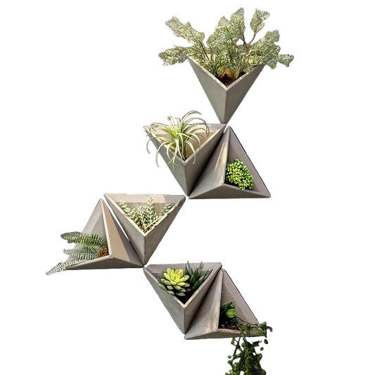Modern Cement Wall Vase Planter – Decorative Hanging Indoor Flower Pot
