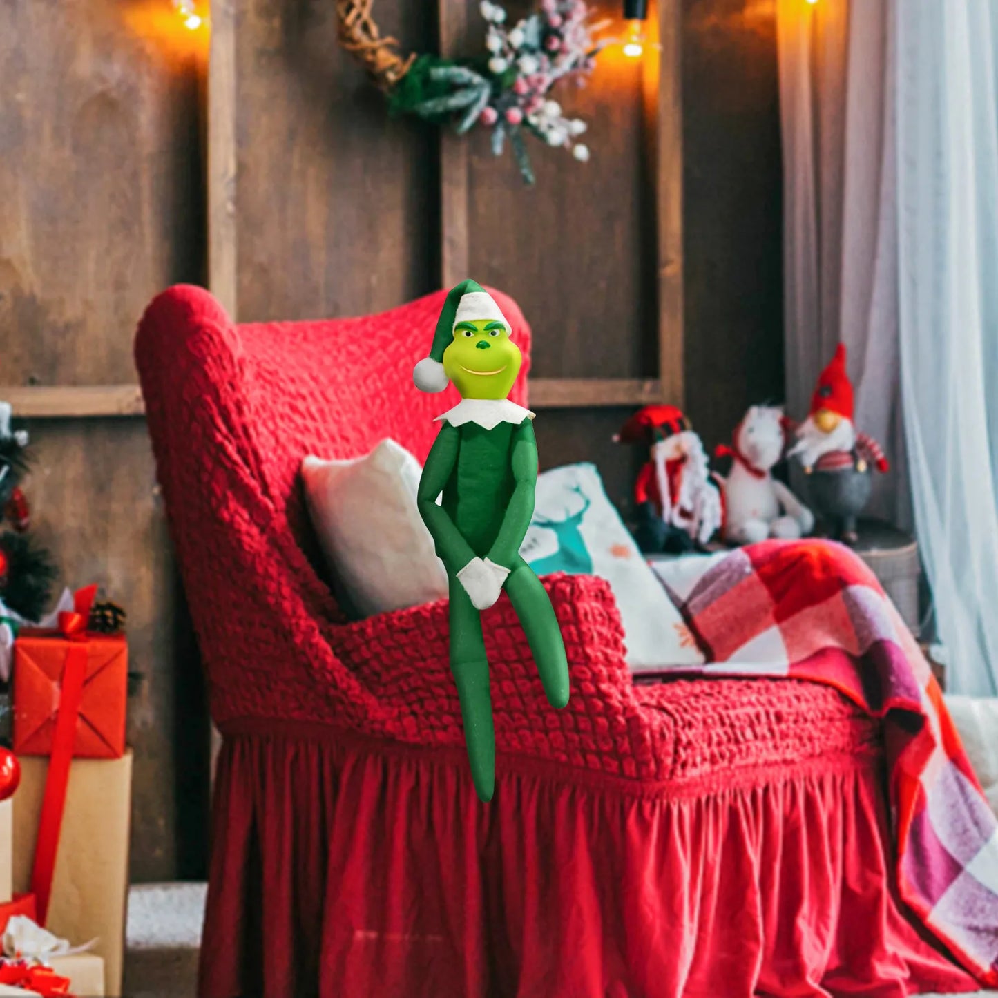 The Grinch Elf on the Shelf Poseable Plush Doll | Christmas Home Decoration & Holiday Gift