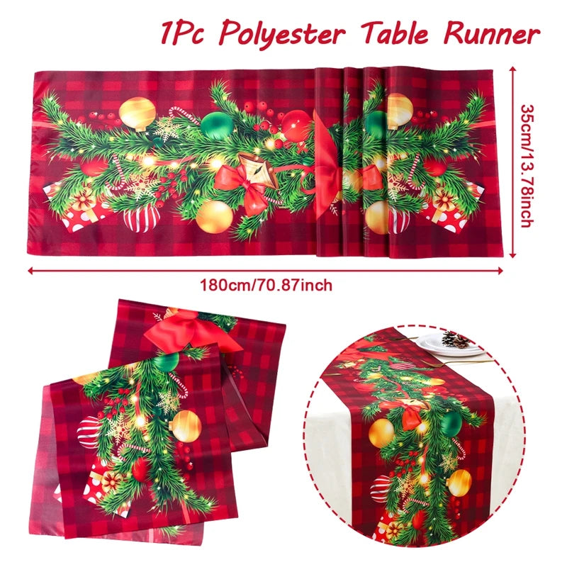 Christmas Table Runner Cloth – Merry Christmas Home Decoration Tablecloth Xmas Ornament