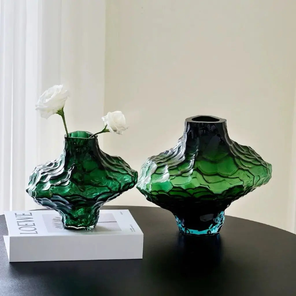 Vase in The Ancient Style Canyon Glass Thickened Creative Senior Sense of Home Decoration Valley Flower