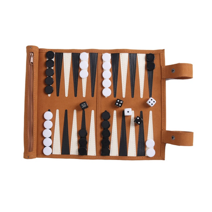 Portable Roll Up Classic Backgammon Board Game Set