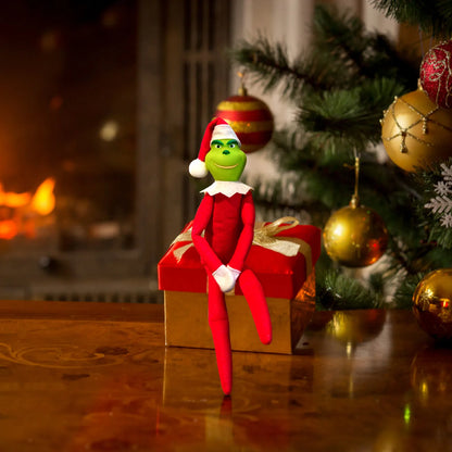 The Grinch Elf on the Shelf Poseable Plush Doll | Christmas Home Decoration & Holiday Gift