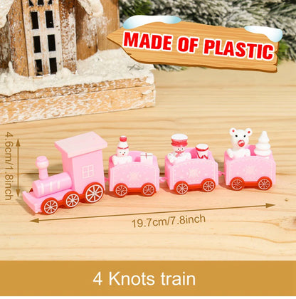 Christmas Wooden Train Set Holiday Decoration Santa Snowman Kids Gift Toy