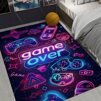 Modern Gaming Arcade Design Non-Slip Area Rug Rectangle Washable Home Carpet