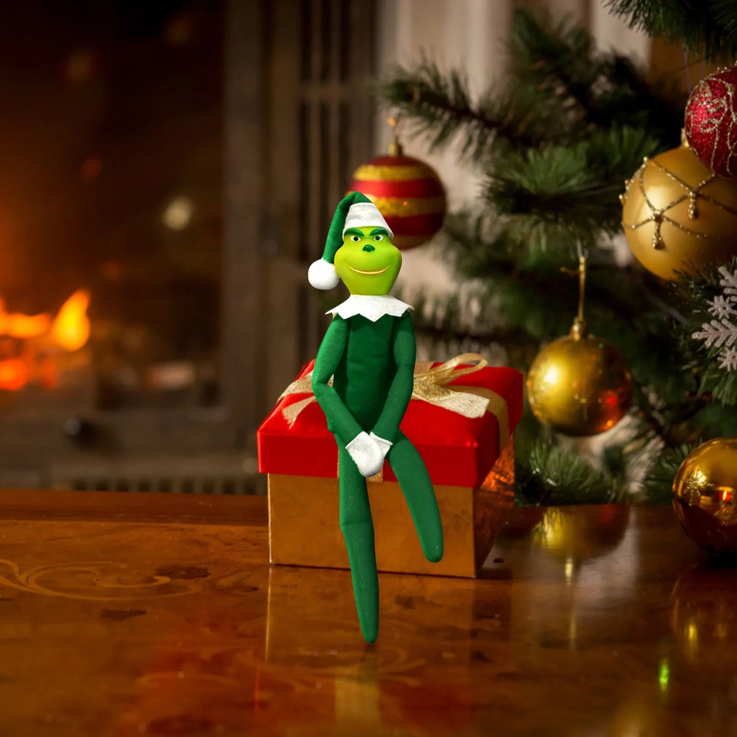 The Grinch Elf on the Shelf Poseable Plush Doll | Christmas Home Decoration & Holiday Gift