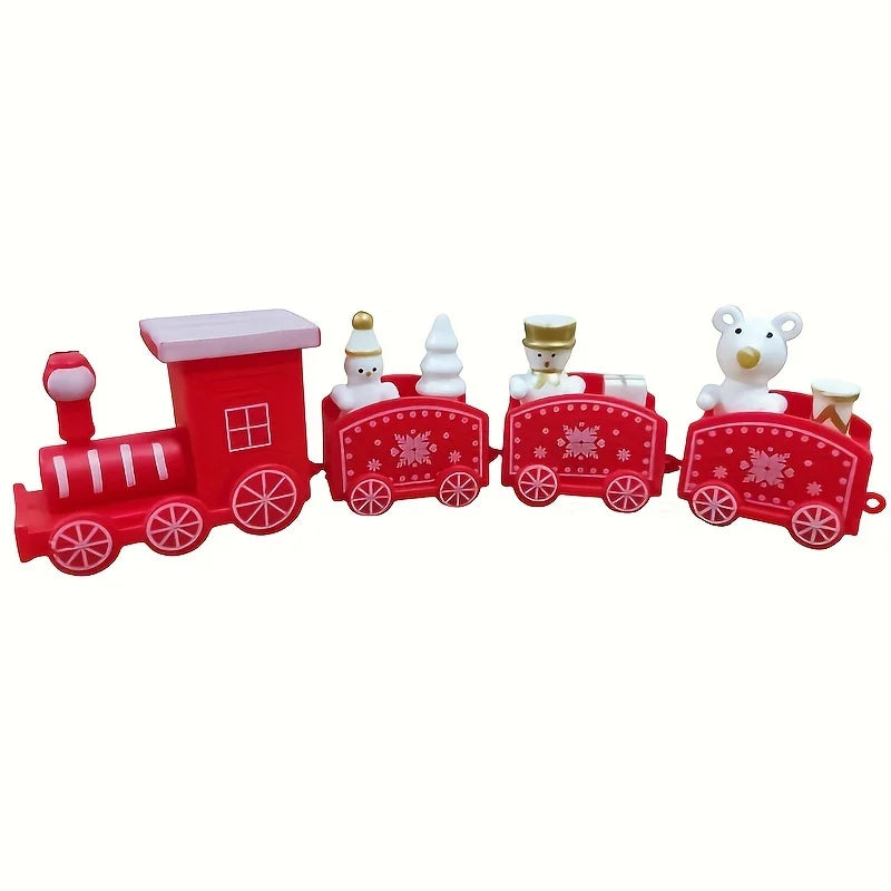 4‑Piece Christmas Plastic Train Ornament Set – Xmas Home Decoration & Kids Gift