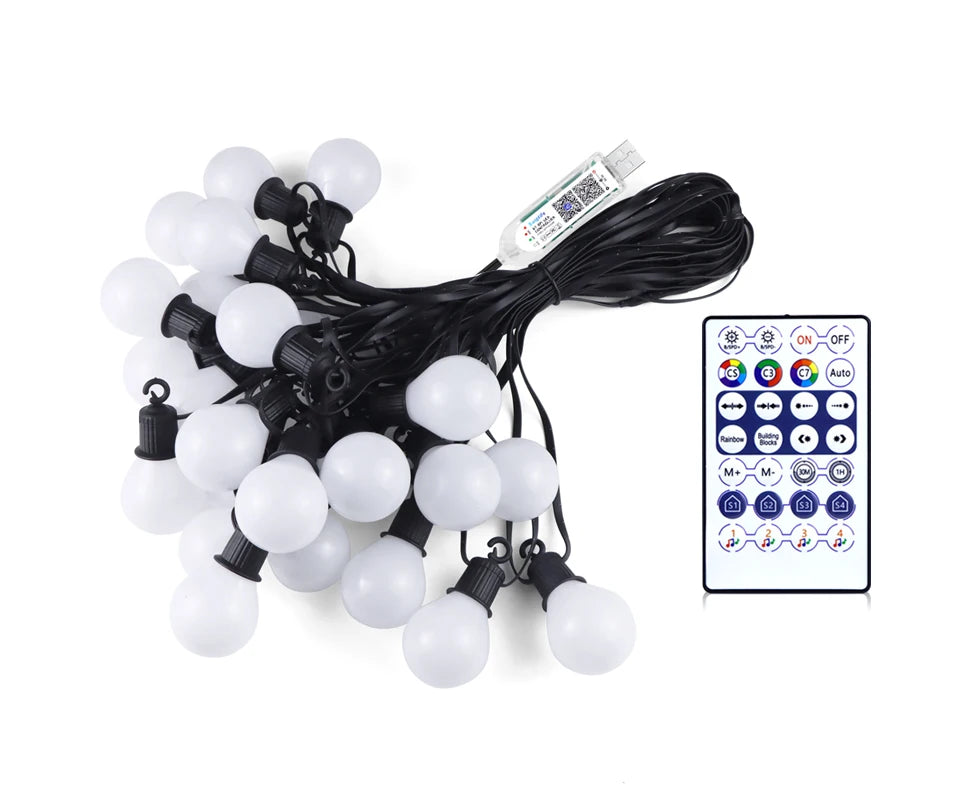 Outdoor LED String Light – USB 5V Waterproof APP-Control Fairy Lights for Camping, Garden, Patio & Christmas Decor