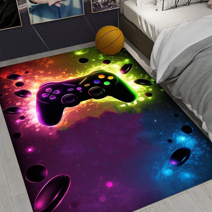 Modern Gaming Arcade Design Non-Slip Area Rug Rectangle Washable Home Carpet