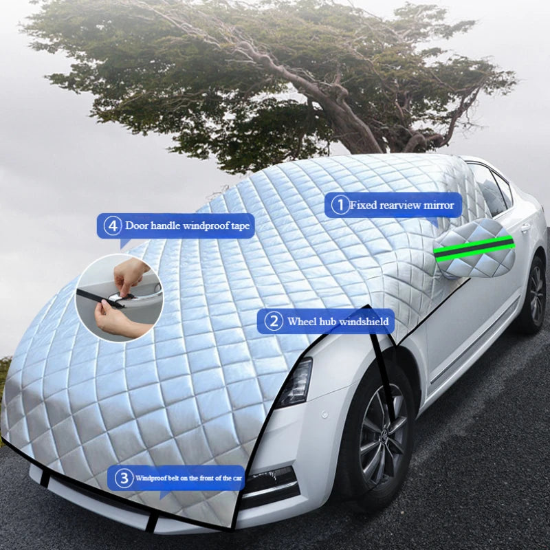 Car Rain Cover & Hail Protector – Waterproof Anti-UV 5-Layer Grid Design Hook Installation