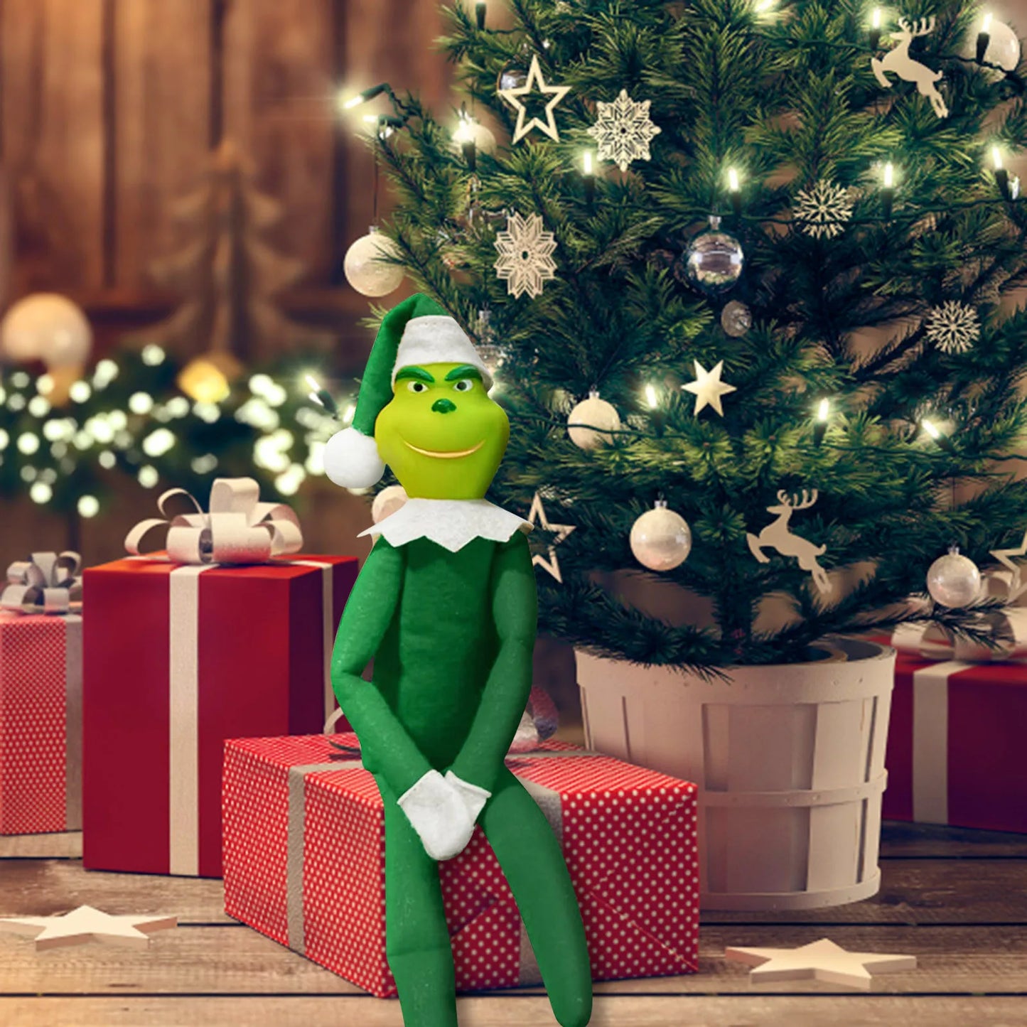 The Grinch Elf on the Shelf Poseable Plush Doll | Christmas Home Decoration & Holiday Gift