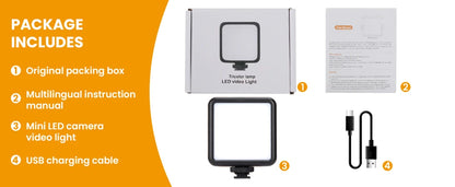 Mini LED Camera Video Light On-Camera Dimmable Vlogging Light with Cold Shoe Mounts