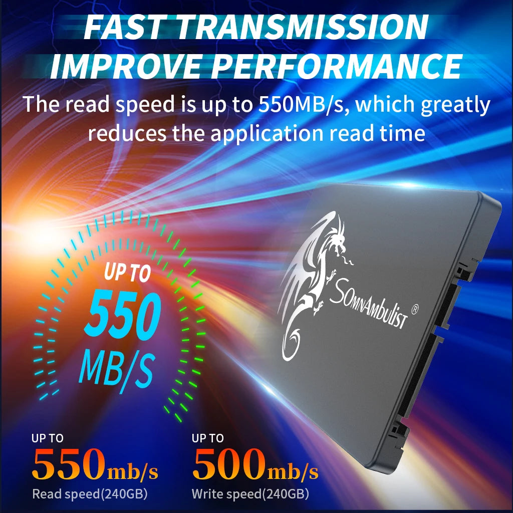 Somnambulist SATA3 2.5″ Solid State Drive — Multiple Capacity Options (120GB / 240GB / 256GB / 480GB / 512GB)