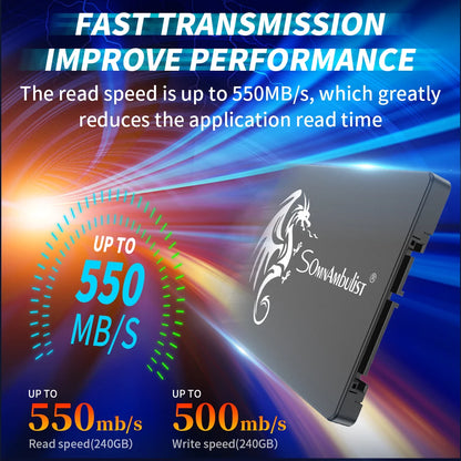 Somnambulist SATA3 2.5″ Solid State Drive — Multiple Capacity Options (120GB / 240GB / 256GB / 480GB / 512GB)