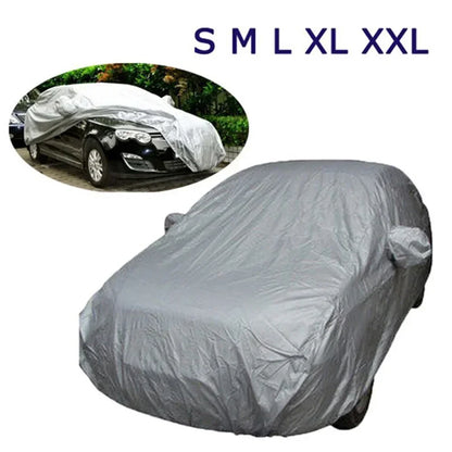 Outdoor Car Cover Silver Dacron – Universal Sedan, UV, Snow, Sun, Dust & Waterproof Protection