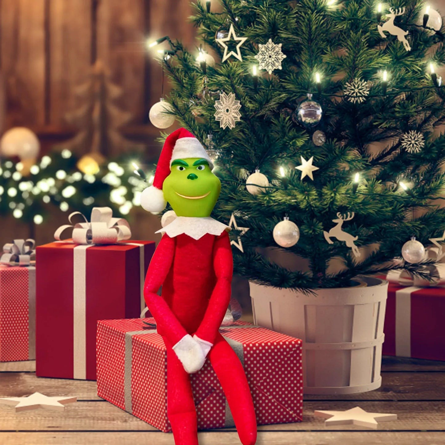 The Grinch Elf on the Shelf Poseable Plush Doll | Christmas Home Decoration & Holiday Gift