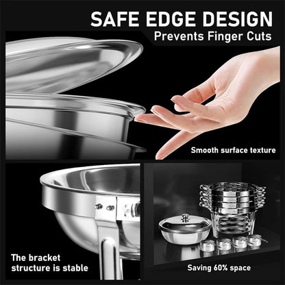 5QT Stainless Steel Chafing Dish Buffet Set – Round with Lid & Warmers for Party