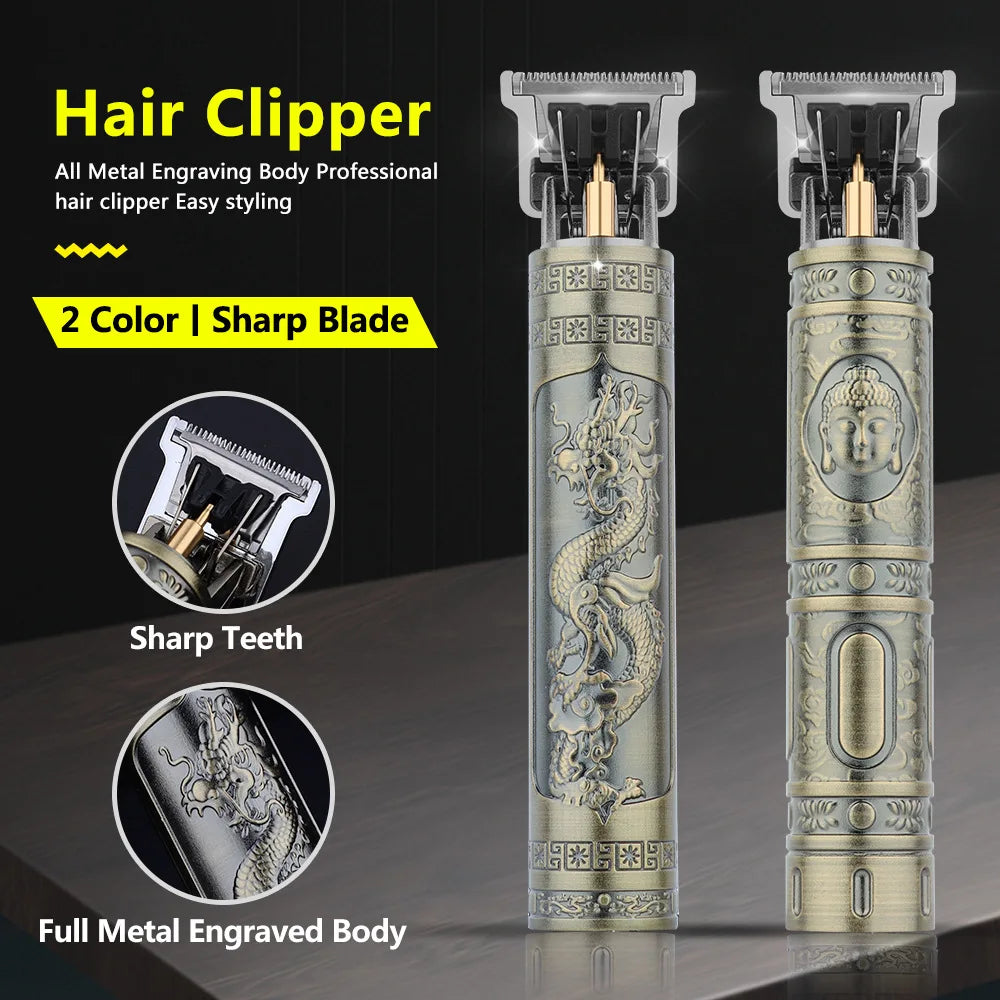 Rechargeable Electric Shaver Retro Haircutting Set Trimmer Men's Aluminum Single Blade