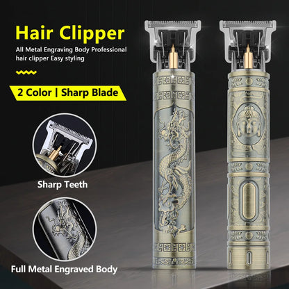 Rechargeable Electric Shaver Retro Haircutting Set Trimmer Men's Aluminum Single Blade